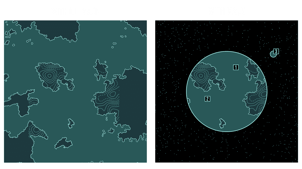 Side by side comparison of a planet image with the circulr mask and without the circular mask.